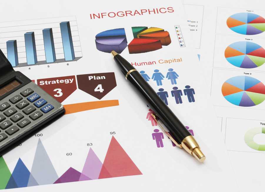 infographics pen and calculator